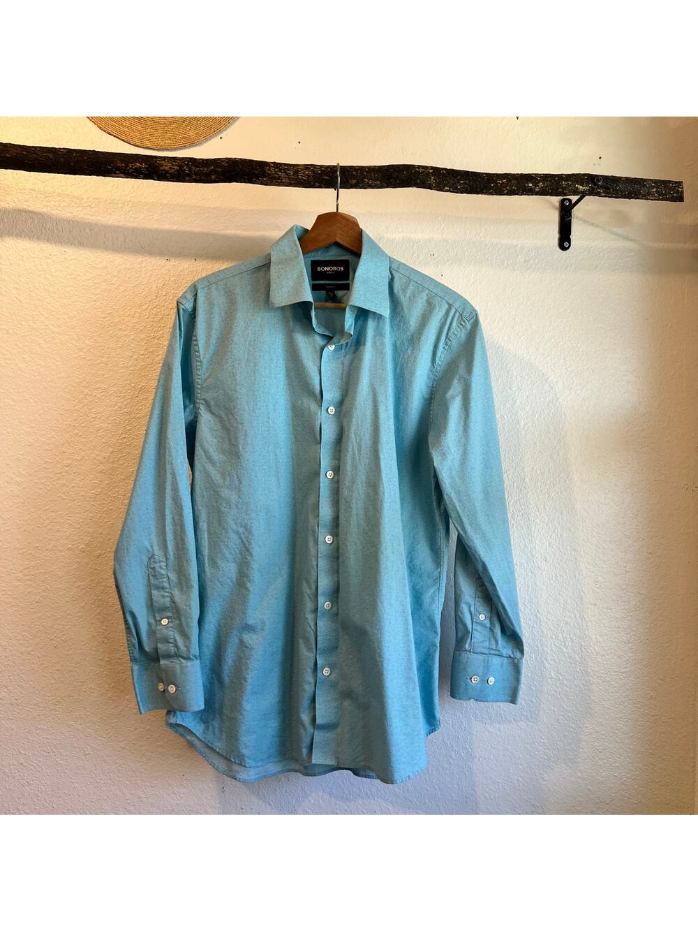 Bonobos Blue Floral Print Tailor Fit Stretch Men's 16 1/2 Size 33 Large